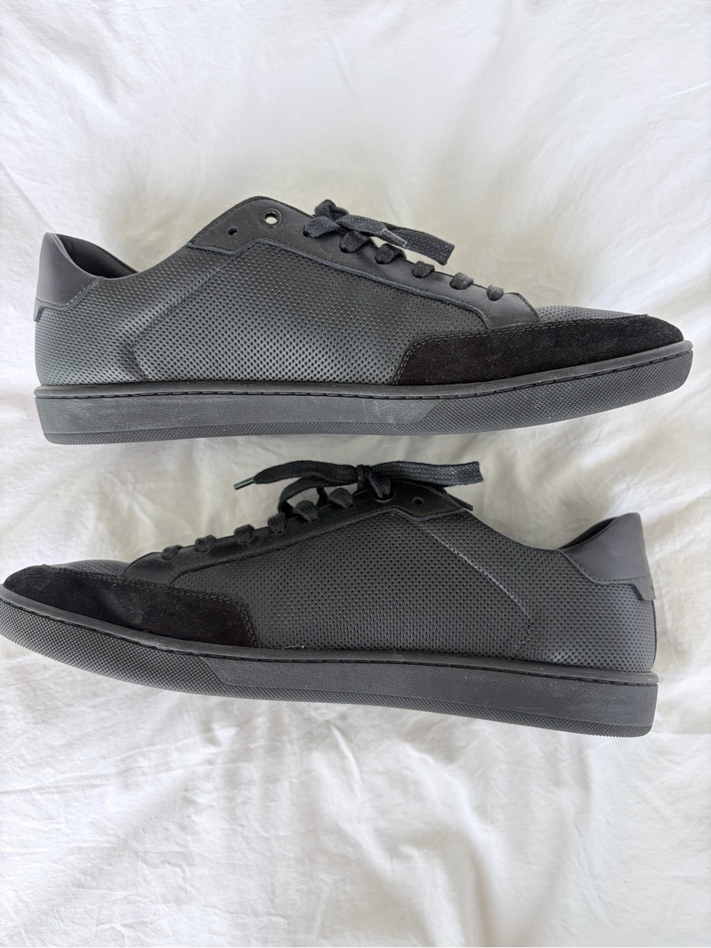 Saint Laurent Black Perforated Leather & Suede Low-Top Sneakers - Picture 5 of 8